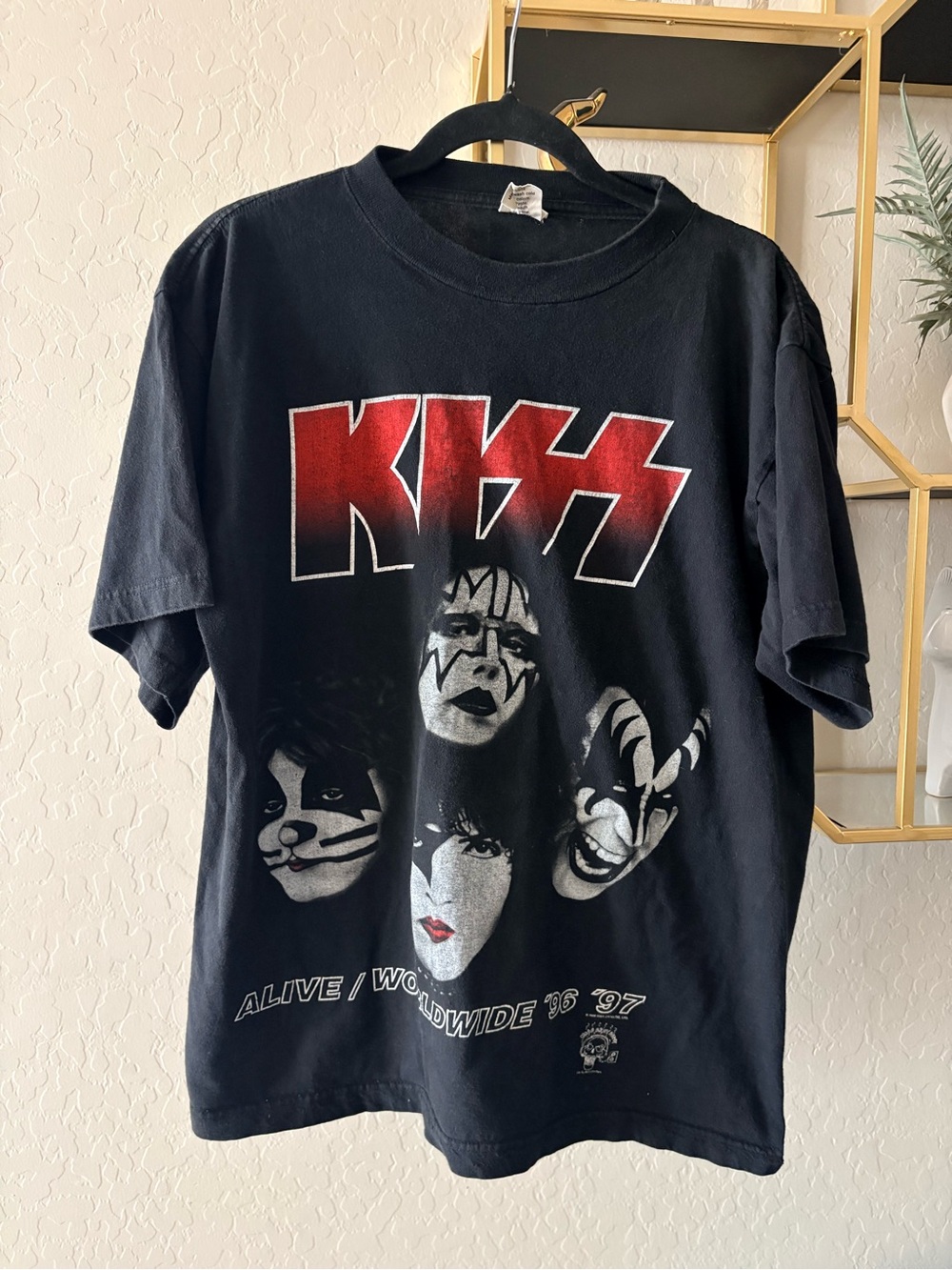 Vintage Tour Champ KISS Band Graphic Tee shirt size large L double sided